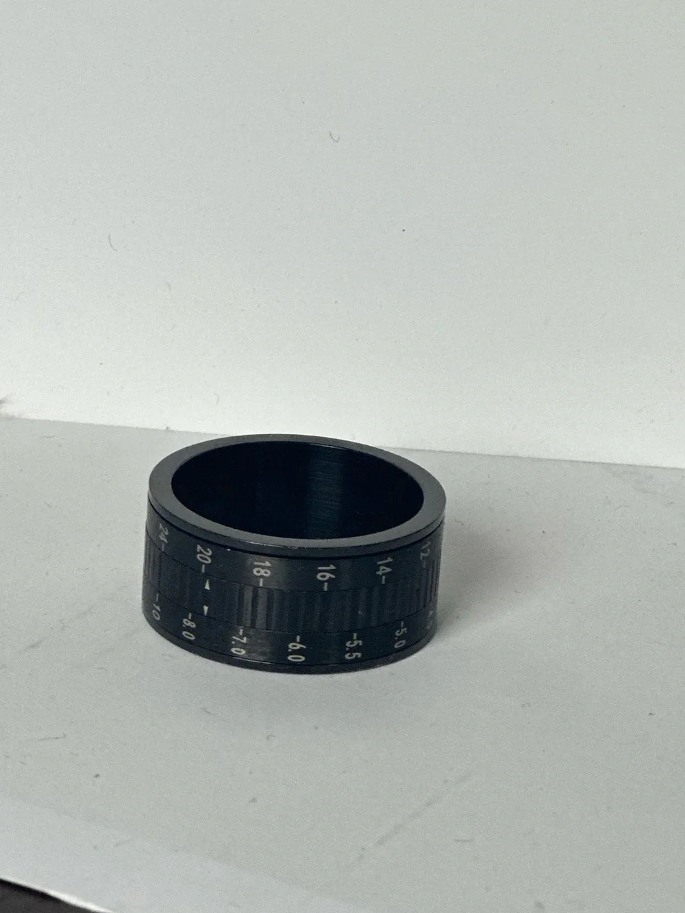 Black Camera Lens Focus/Zoom Ring with White Markings